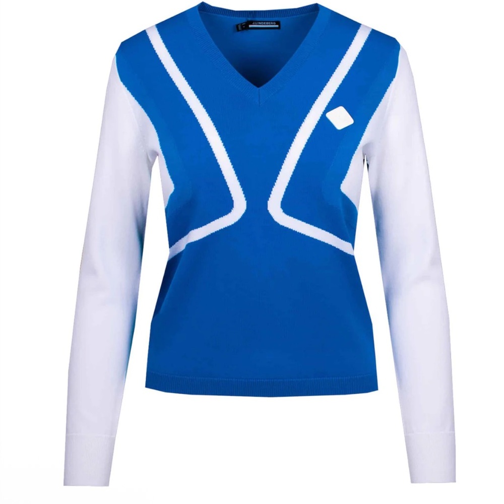 New with tags J Lindeberg Celine Ladies knitted golf sweater in Nautical Blue XS